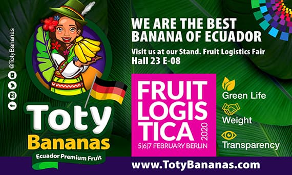 FrutiBanana banner at Fruit Logistica Berlin 2020 — We Are The Best Banana of Ecuador